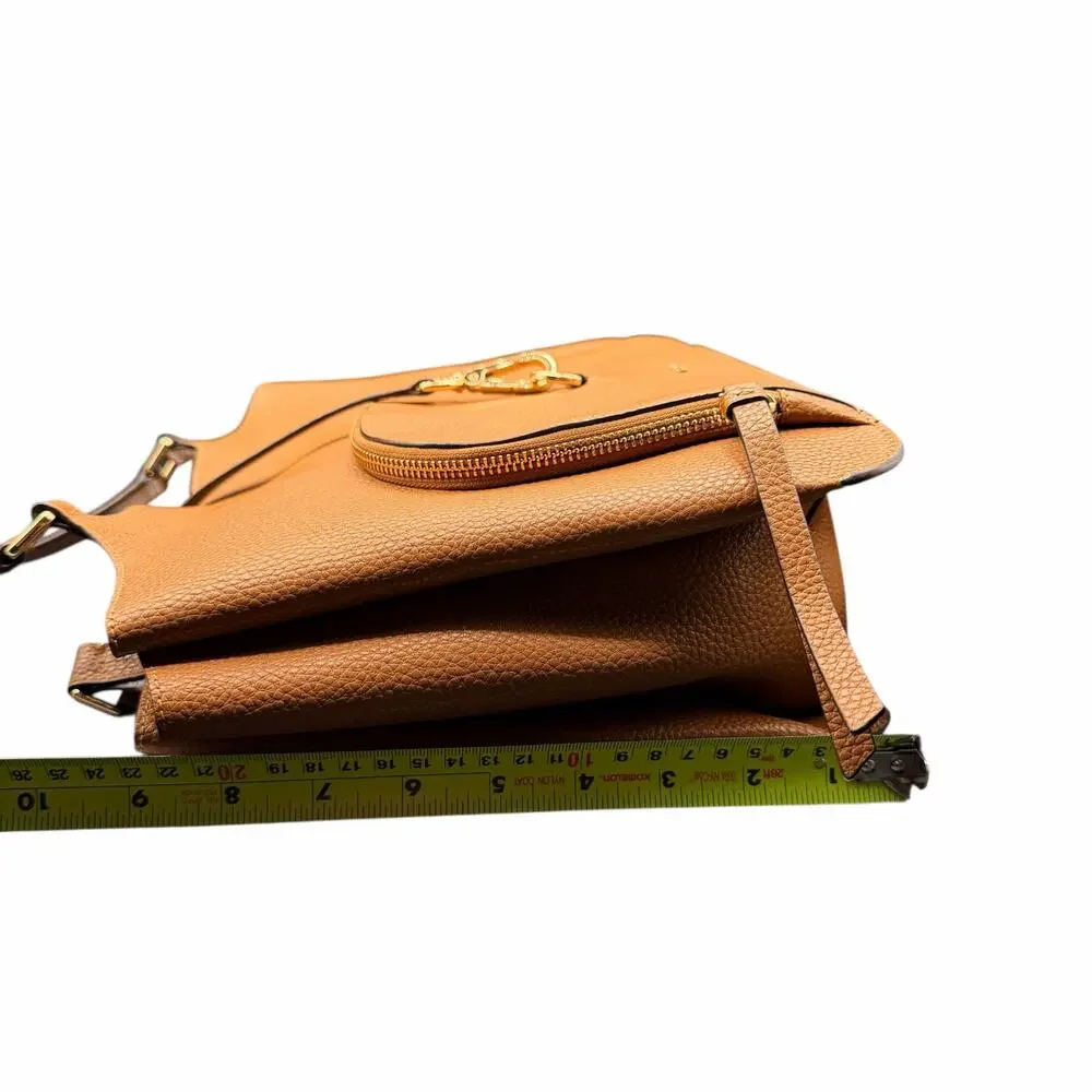 DKNY Tan Pebbled Leather Tote Bag w/ Zip Divider & Gold Hardware